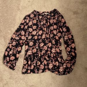 Loft, long sleeve, small, navy floral